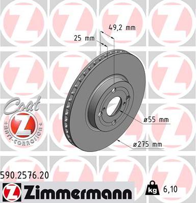 Zimmermann 590.2576.20 - Bremžu diski www.autospares.lv