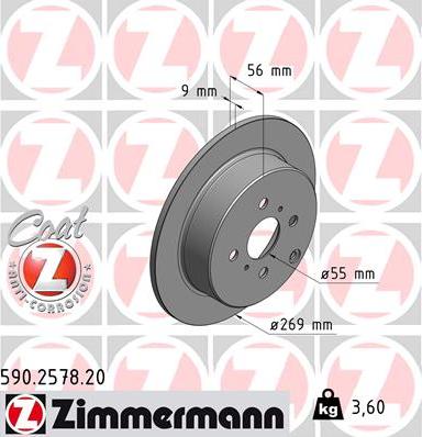 Zimmermann 590.2578.20 - Bremžu diski autospares.lv