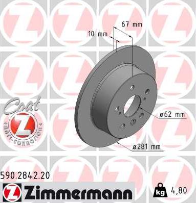 Zimmermann 590.2842.20 - Bremžu diski autospares.lv