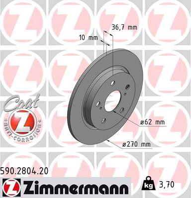 Zimmermann 590.2804.20 - Bremžu diski www.autospares.lv