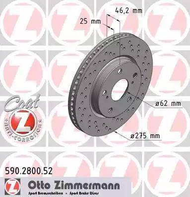 Zimmermann 590.2800.52 - Bremžu diski autospares.lv