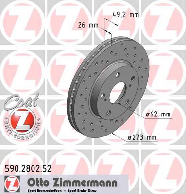 Zimmermann 590.2802.52 - Bremžu diski autospares.lv