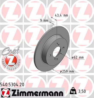 Zimmermann 540.5304.20 - Bremžu diski www.autospares.lv