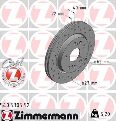 Zimmermann 540.5305.52 - Bremžu diski autospares.lv