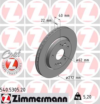 Zimmermann 540.5305.20 - Bremžu diski autospares.lv