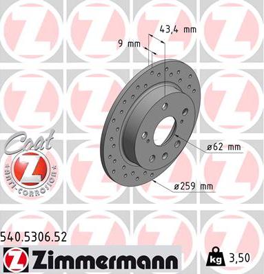 Zimmermann 540.5306.52 - Bremžu diski www.autospares.lv