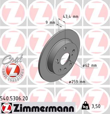 Zimmermann 540.5306.20 - Bremžu diski www.autospares.lv