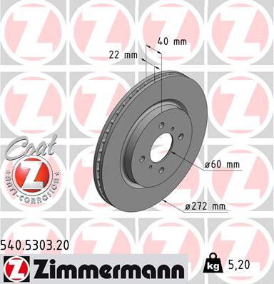 Zimmermann 540.5303.20 - Bremžu diski www.autospares.lv