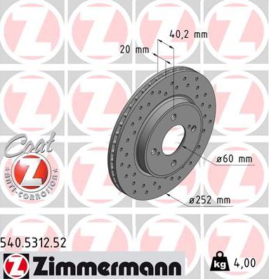 Zimmermann 540.5312.52 - Bremžu diski www.autospares.lv