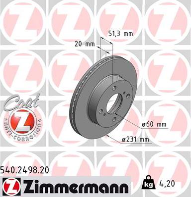 Zimmermann 540.2498.20 - Bremžu diski www.autospares.lv