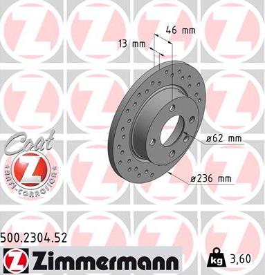 Zimmermann 500.2304.52 - Bremžu diski www.autospares.lv