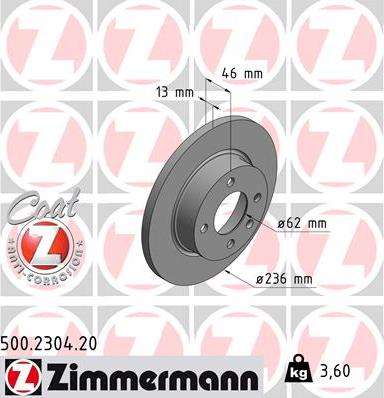 Zimmermann 500.2304.20 - Bremžu diski www.autospares.lv