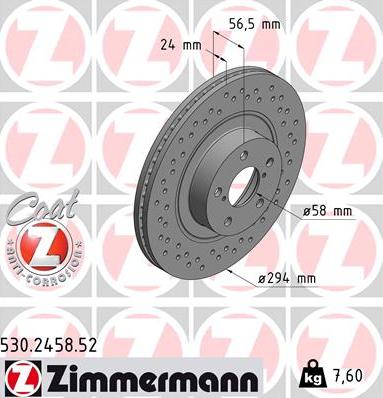 Zimmermann 530.2458.52 - Bremžu diski autospares.lv