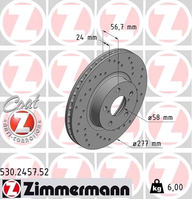 Zimmermann 530.2457.52 - Bremžu diski www.autospares.lv