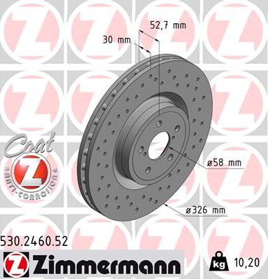 Zimmermann 530.2460.52 - Bremžu diski autospares.lv