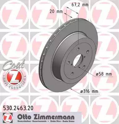 Zimmermann 530.2463.20 - Bremžu diski autospares.lv