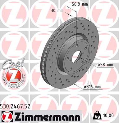 Zimmermann 530.2467.52 - Bremžu diski www.autospares.lv