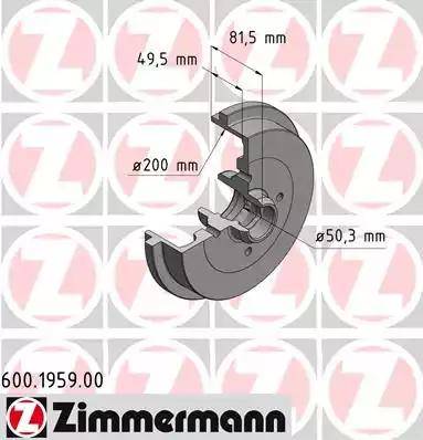 Zimmermann 600.1959.00 - Bremžu trumulis www.autospares.lv