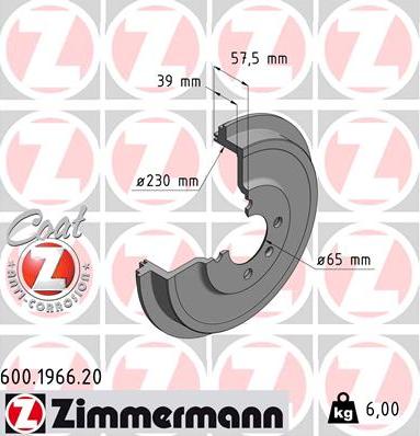 Zimmermann 600.1966.20 - Brake Drum www.autospares.lv