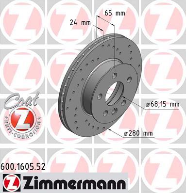 Zimmermann 600.1605.52 - Bremžu diski www.autospares.lv