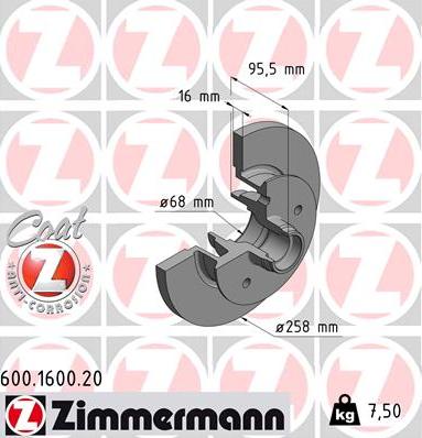 Zimmermann 600.1600.20 - Bremžu diski www.autospares.lv