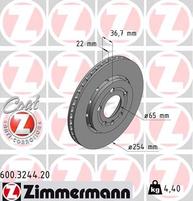 Zimmermann 600.3244.20 - Bremžu diski www.autospares.lv