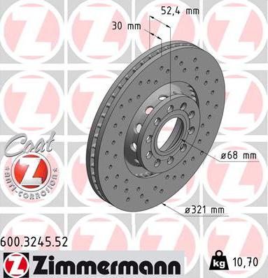 Zimmermann 600.3245.52 - Тормозной диск www.autospares.lv