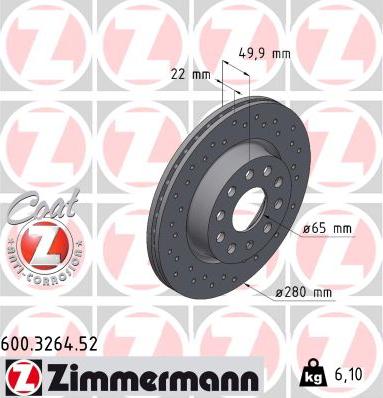 Zimmermann 600.3264.52 - Brake Disc www.autospares.lv