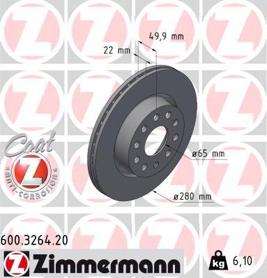 Zimmermann 600.3264.20 - Bremžu diski autospares.lv