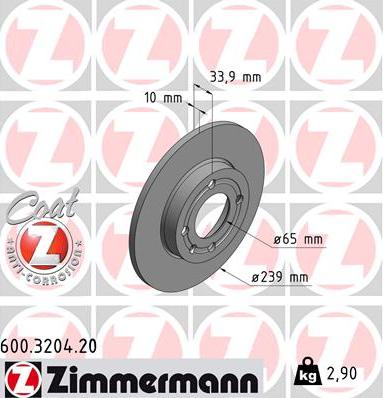 Zimmermann 600.3204.20 - Bremžu diski www.autospares.lv