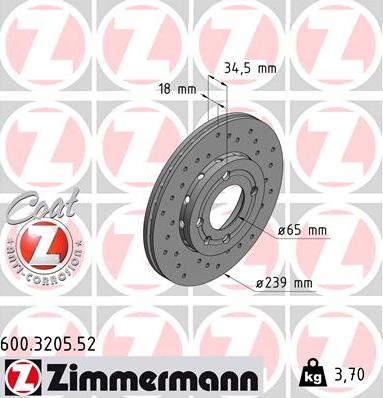 Zimmermann 600.3205.52 - Bremžu diski autospares.lv