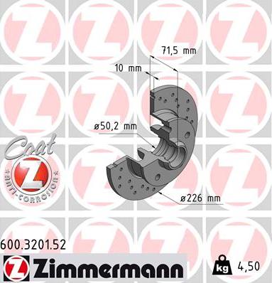 Zimmermann 600.3201.52 - Bremžu diski autospares.lv