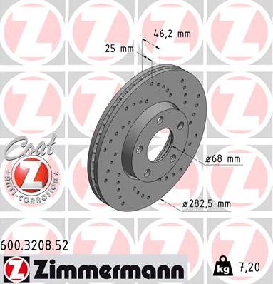 Zimmermann 600.3208.52 - Тормозной диск www.autospares.lv