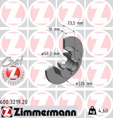 Zimmermann 600.3219.20 - Bremžu diski autospares.lv