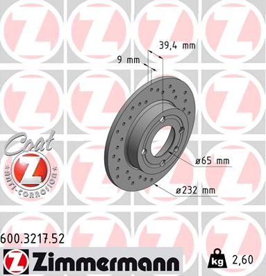 Zimmermann 600.3217.52 - Bremžu diski www.autospares.lv