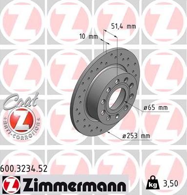 Zimmermann 600.3234.52 - Brake Disc www.autospares.lv