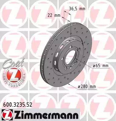 Zimmermann 600.3235.52 - Bremžu diski www.autospares.lv