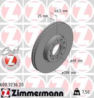 Zimmermann 600.3236.20 - Bremžu diski www.autospares.lv