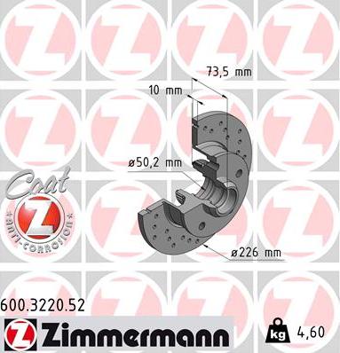 Zimmermann 600.3220.52 - Bremžu diski autospares.lv