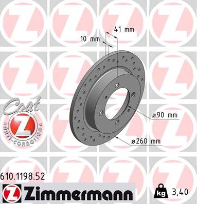 Zimmermann 610.1198.52 - Bremžu diski www.autospares.lv