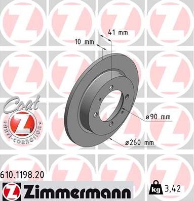 Zimmermann 610.1198.20 - Bremžu diski autospares.lv