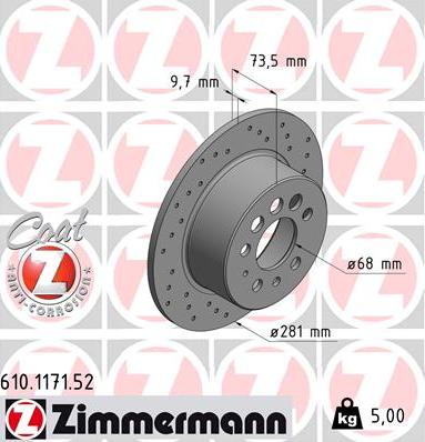 Zimmermann 610.1171.52 - Bremžu diski autospares.lv