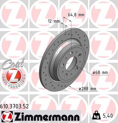 Zimmermann 610.3703.52 - Bremžu diski www.autospares.lv