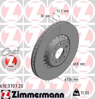 Zimmermann 610.3707.20 - Bremžu diski www.autospares.lv