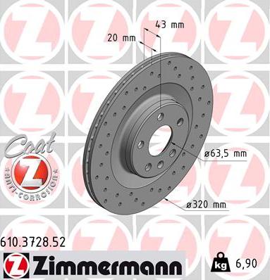 Zimmermann 610.3728.52 - Bremžu diski www.autospares.lv