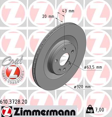 Zimmermann 610.3728.20 - Bremžu diski www.autospares.lv