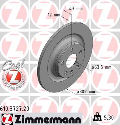 Zimmermann 610.3727.20 - Bremžu diski www.autospares.lv