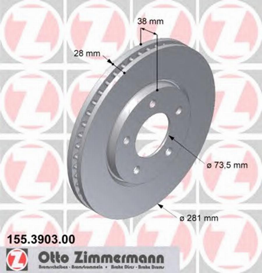 Zimmermann 155.3903.00 - Bremžu diski autospares.lv