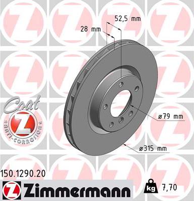 Zimmermann 150.1290.20 - Bremžu diski www.autospares.lv