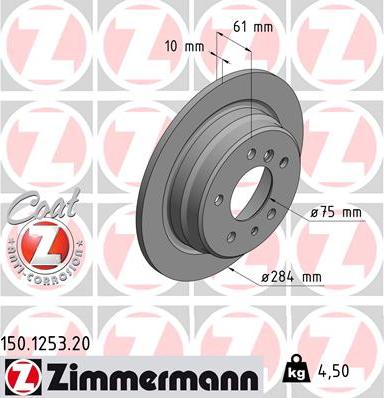 Zimmermann 150.1253.20 - Bremžu diski autospares.lv